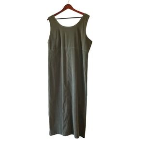 Vintage White Stag Olive Green Sleeveless Maxi Dress‎ Extra Large Stitching